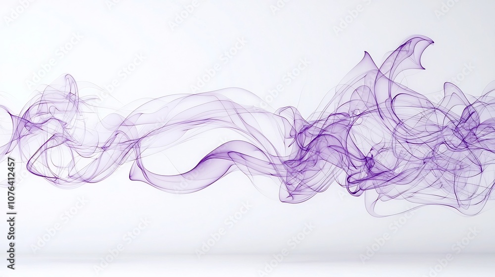 Poster graceful swirls of ethereal purple smoke floating on a clean white background conveying a sense of e