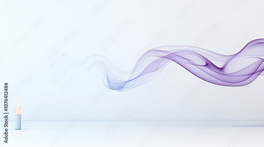 Poster abstract purple smoke with delicate flowing curves on a white background evoking a sense of warmth s