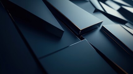 Abstract Geometric Pattern of Black and Gold Rectangles