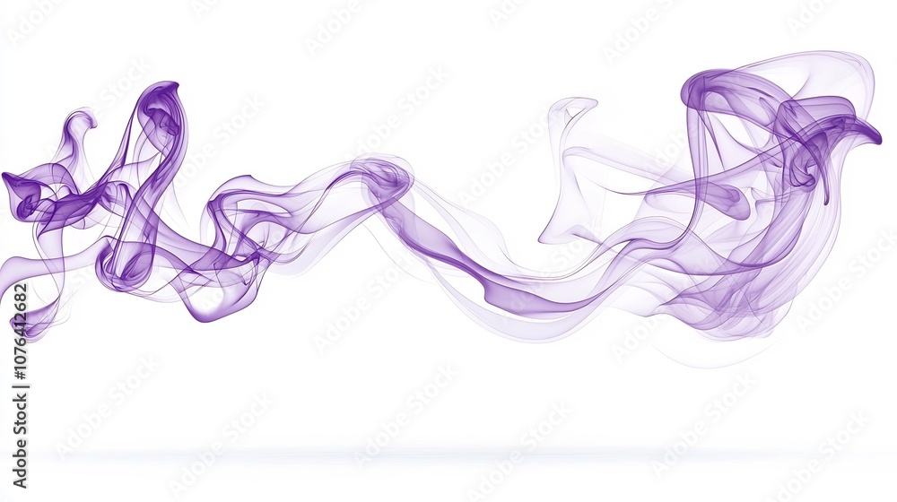 Poster elegant and calming purple smoke drifting in smooth wispy flowing lines floating against a minimalis