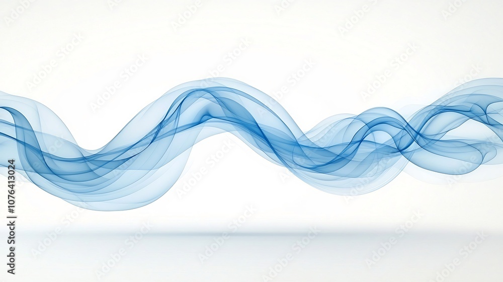 Aufkleber Elegant and flowing blue smoke patterns with gentle luxurious curves isolated on a serene white background symbolizing softness movement and a warm contemporary aesthetic