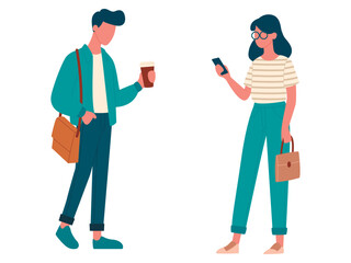 Young people, students, discussing, in different clothes set