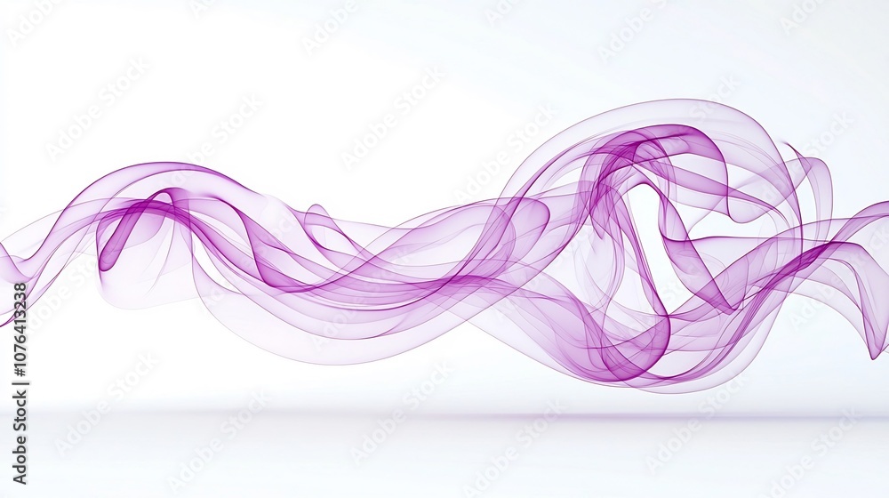 Aufkleber Wispy and flowing purple smoke with smooth curving lines and a sense of movement on a crisp white background conveying a sense of warmth softness and luxury  This abstract