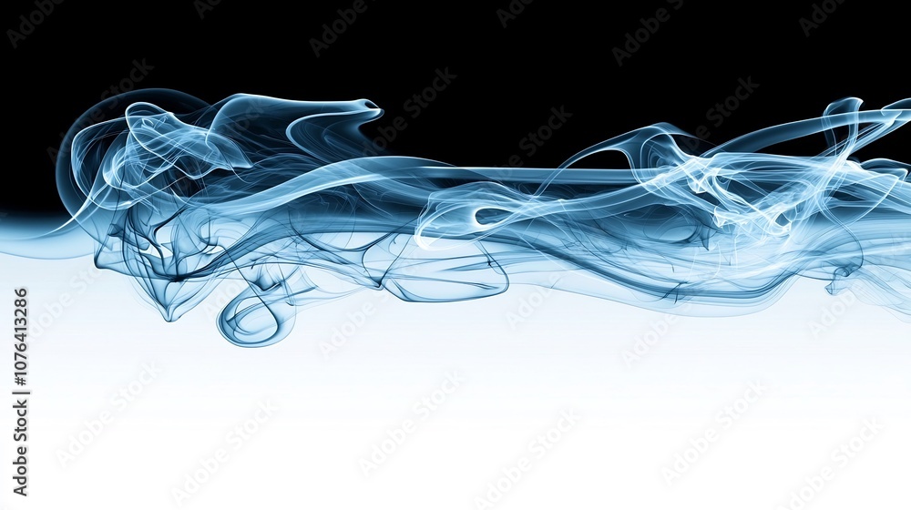 Aufkleber soft blue toned smoke with intricate swirling lines floating on a clean white background evoking a s