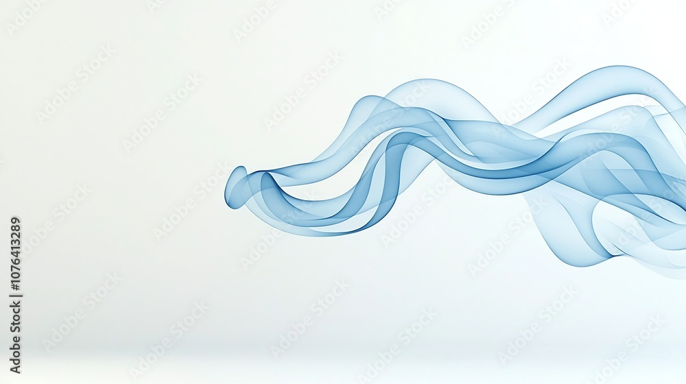 Aufkleber elegant and graceful flowing blue smoke curves drifting and swirling across a white background creat