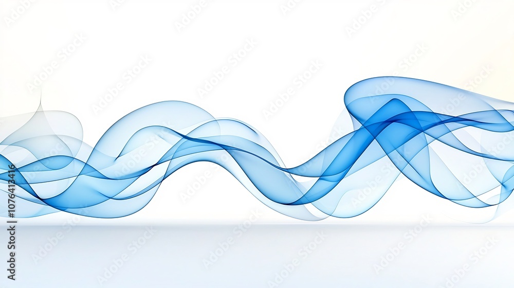 Poster Mesmerizing abstract image of graceful blue smoke patterns with soft complex curves and an elegant luxurious and calming flow  This digital artwork evokes a sense of serenity atmosphere and creative