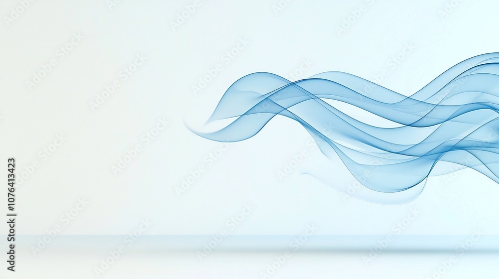 Poster captivating abstract image featuring delicate flowing blue smoke curves that create a warm sophistic