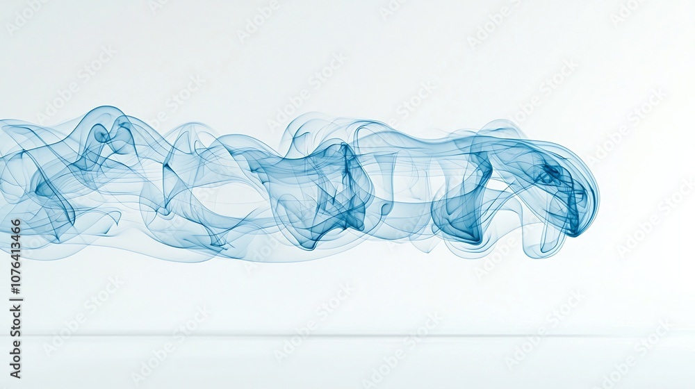 Aufkleber wispy ethereal blue smoke patterns gracefully flowing and swirling across a clean white background c