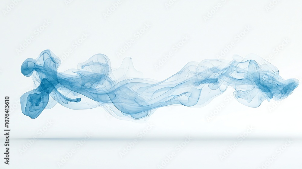 Poster fluid blue smoke with soft curved lines on a white background creating a sense of elegance warmth an