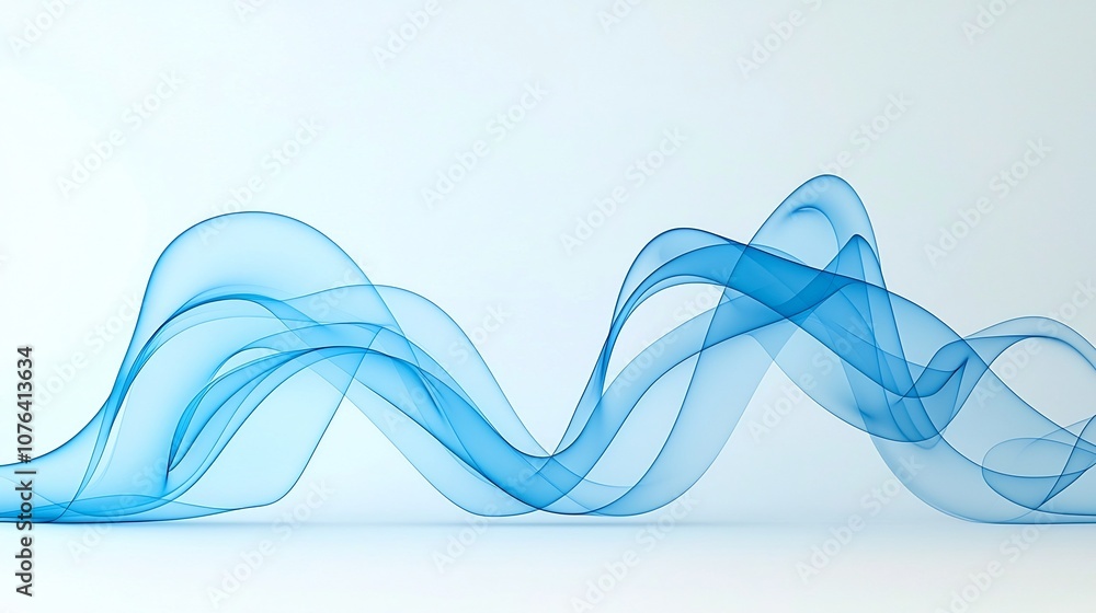 Poster mesmerizing blue smoke fluid swirls with soft curved lines creating a sense of elegant warm and refi