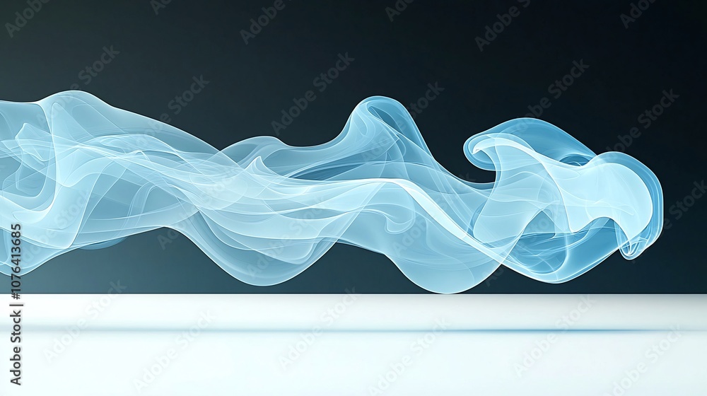 Poster mesmerizing blue smoke effortlessly flowing and curving on a clean white backdrop creating a serene 