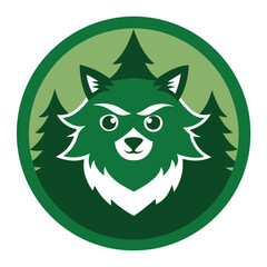 A friendly forest mascot logo featuring a cheerful, cartoon-style creature made of lush green leaves and earthy textures, symbolizing nature, sustainability, and outdoor adventure.