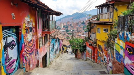 Colorful Street Art in Medellin, Colombia