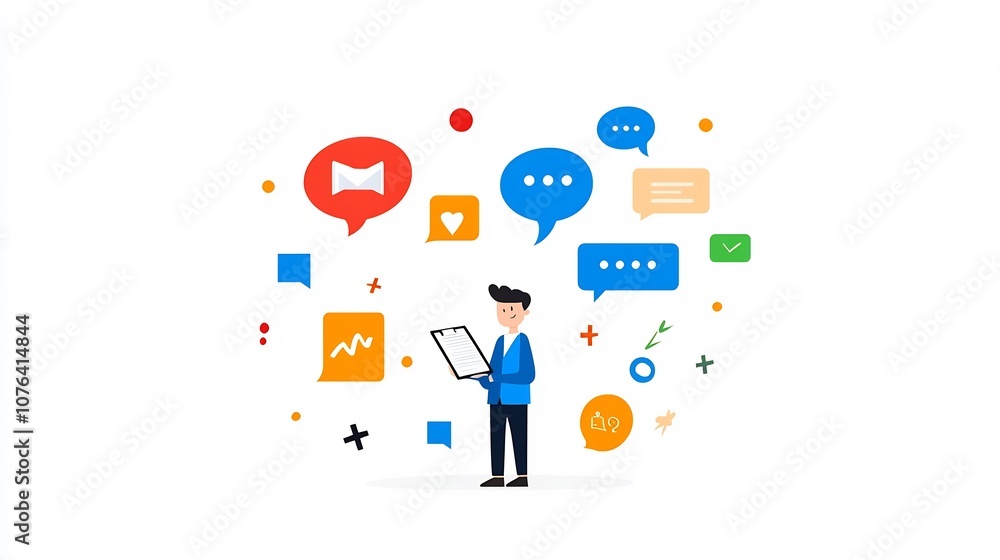 Poster successful business communication and teamwork concept with a professional man holding a notebook su