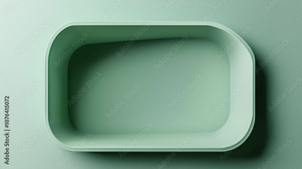 Poster Modern 3D Rectangular Panel Design in Soft Pastel Green Color Displaying Minimalistic Aesthetic with Suspended Elements and Sleek Lines