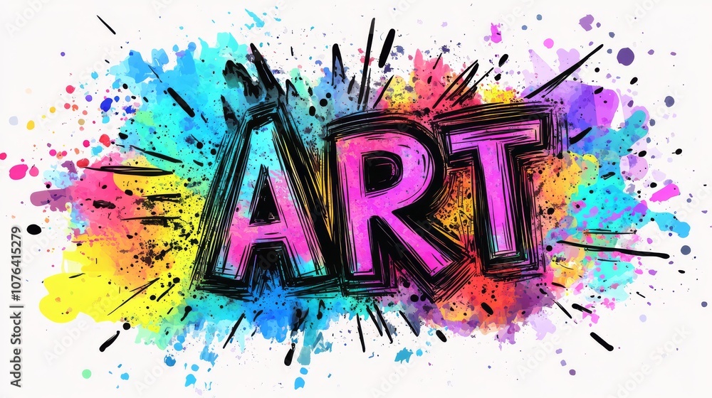 Poster art explosion: a vibrant watercolor splash explodes behind the word 