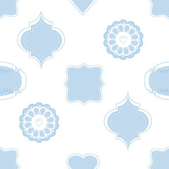 Timeless Nursery, Geometric shapes e Blue,Blue monochrome, whites, Beige colours ,seamless pattern ,prints background
