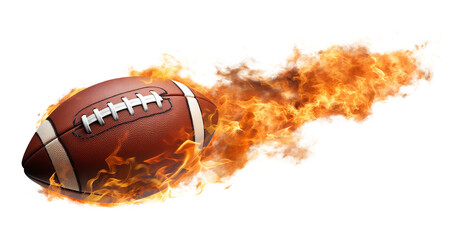 American Football Ball Pigskin With Fire Trail Isolated on Transparent Background PNG
