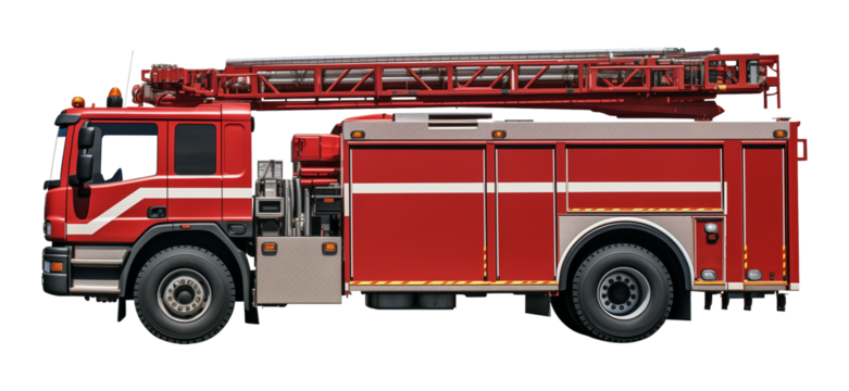 Fire Truck Isolated on Transparent Background PNG
