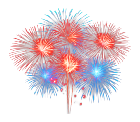 Red and Blue Fireworks Depicting America Isolated on Transparent Background PNG
