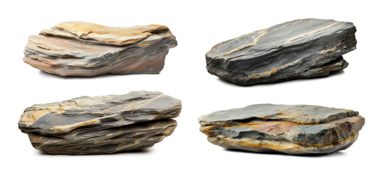 Flat Rock Set Isolated on Transparent Background PNG

