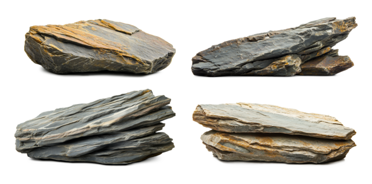 Flat Rock Set Isolated on Transparent Background PNG
