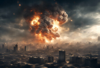 explosion wide forecast art network city war painting skyline illustration sky fiery blast evil background bang nuclear apocalyptic wallpaper apocalypse ll spectacular computer end digital neural