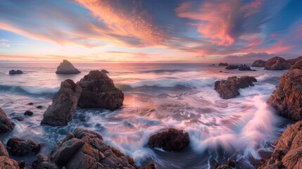 Obraz premium Seascape with Dramatic Sunset