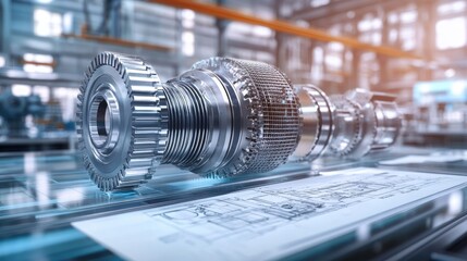 Close-Up of Large Industrial Gears and Machinery in Factory Setting