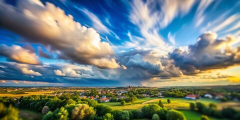 Obraz premium Captivating Tilt-Shift Photography of Cloud Movement in Time-Lapse: A Dreamy Perspective on Nature's Dynamic Skies