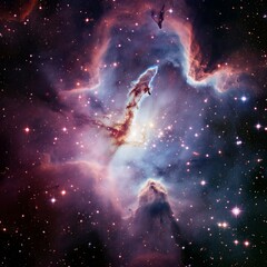 A breathtaking cosmic scene showing colorful nebulas, distant galaxies, and bright stars, with a surreal sense of depth and mystery in the vastness of space.