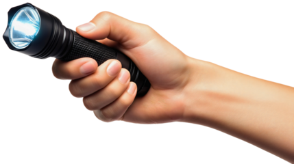 Bright light flashlight lamp, illuminating led tool equipment portable, powerful torch emergency searchlight beam, modern electric technology, luminous handheld device