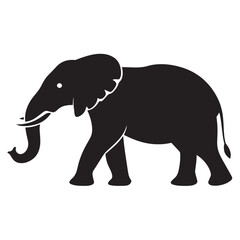 Obraz premium Silhouettes of African and Asian Elephants. Elephant Silhouettes for Wildlife and Nature Illustrations.