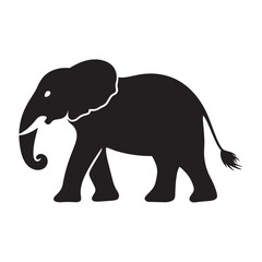 Fototapeta premium Silhouettes of African and Asian Elephants. Elephant Silhouettes for Wildlife and Nature Illustrations.