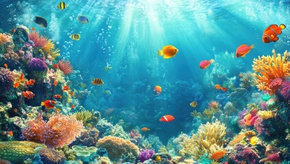 Naklejka premium Vibrant Underwater Coral Reef