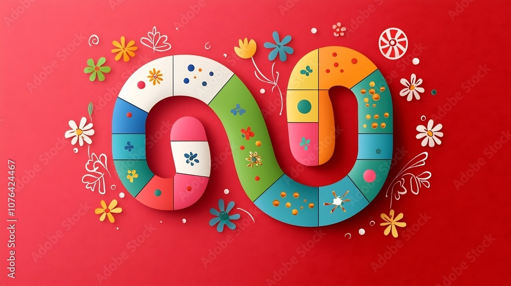 Fototapete captivating of a segmented snake in vibrant eye catching colors positioned on a solid red background