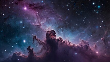 A breathtaking cosmic scene showing colorful nebulas, distant galaxies, and bright stars, with a surreal sense of depth and mystery in the vastness of space.
