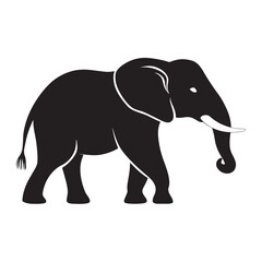 Fototapeta premium Silhouettes of African and Asian Elephants. Elephant Silhouettes for Wildlife and Nature Illustrations.