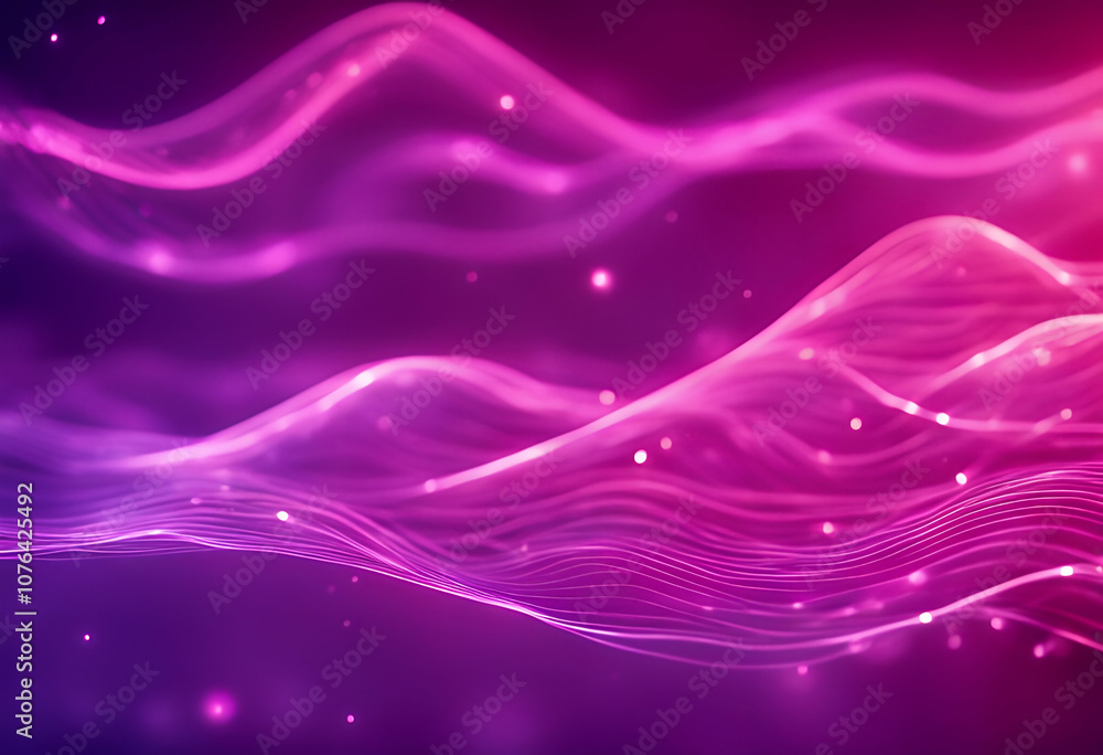Aufkleber wallpaper waves lines dots pink smooth techno glowing bright neon light particle wavy wave violet el