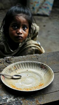Malnutrition and deprivation: emotional young life impacted by scarcity, severe consequences of hunger, critical need for global efforts to address nutritional deficiencies, support vulnerable youth.