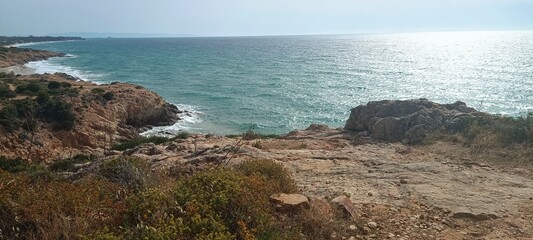 panoramic sea view from the rocky coast