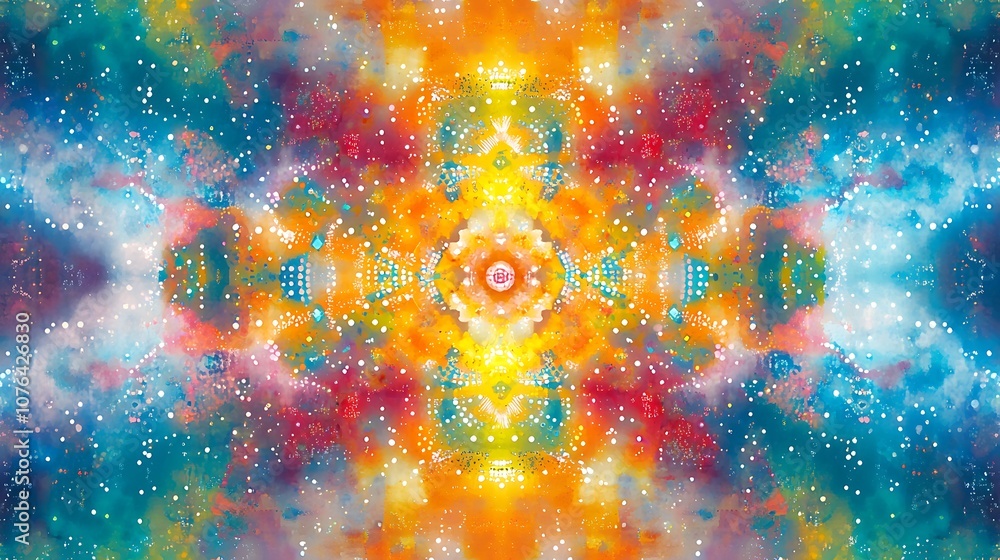 Poster abstract symmetrical colorful space background.