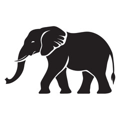 Fototapeta premium Silhouettes of African and Asian Elephants. Elephant Silhouettes for Wildlife and Nature Illustrations.