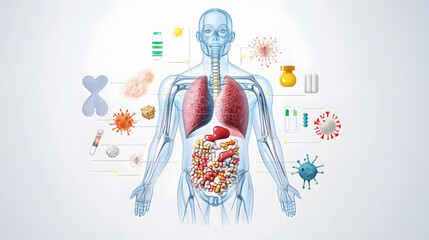 Health care concept Preventing diseases from the environment includes taking care of your health by eating, drinking, and living correctly to escape the threat of various pollution.