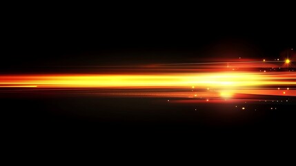 Fototapeta premium Abstract glowing orange and red light streaks on black background.