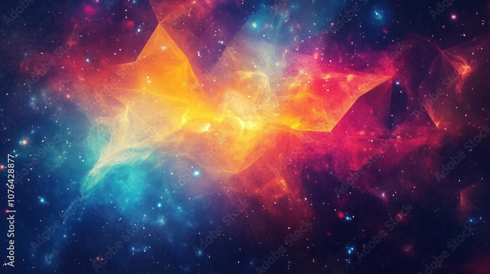 Poster Abstract Nebula with Stars and Glowing Colors in Deep Space