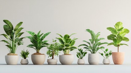 Obraz premium isolated house plants in pots with leaves and flowers