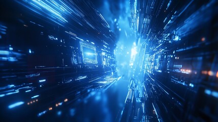 Blue digital background, digital code, big data, data communication and information technology transfer of the future.