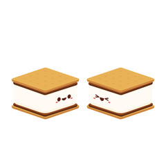 S'more graham cracker character. Chocolate bar and graham crackers. S'more graham cracker, chocolate, and marshmallow.