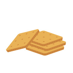 Square crackers. Crackers vector isolated. Illustration of food, snacks.